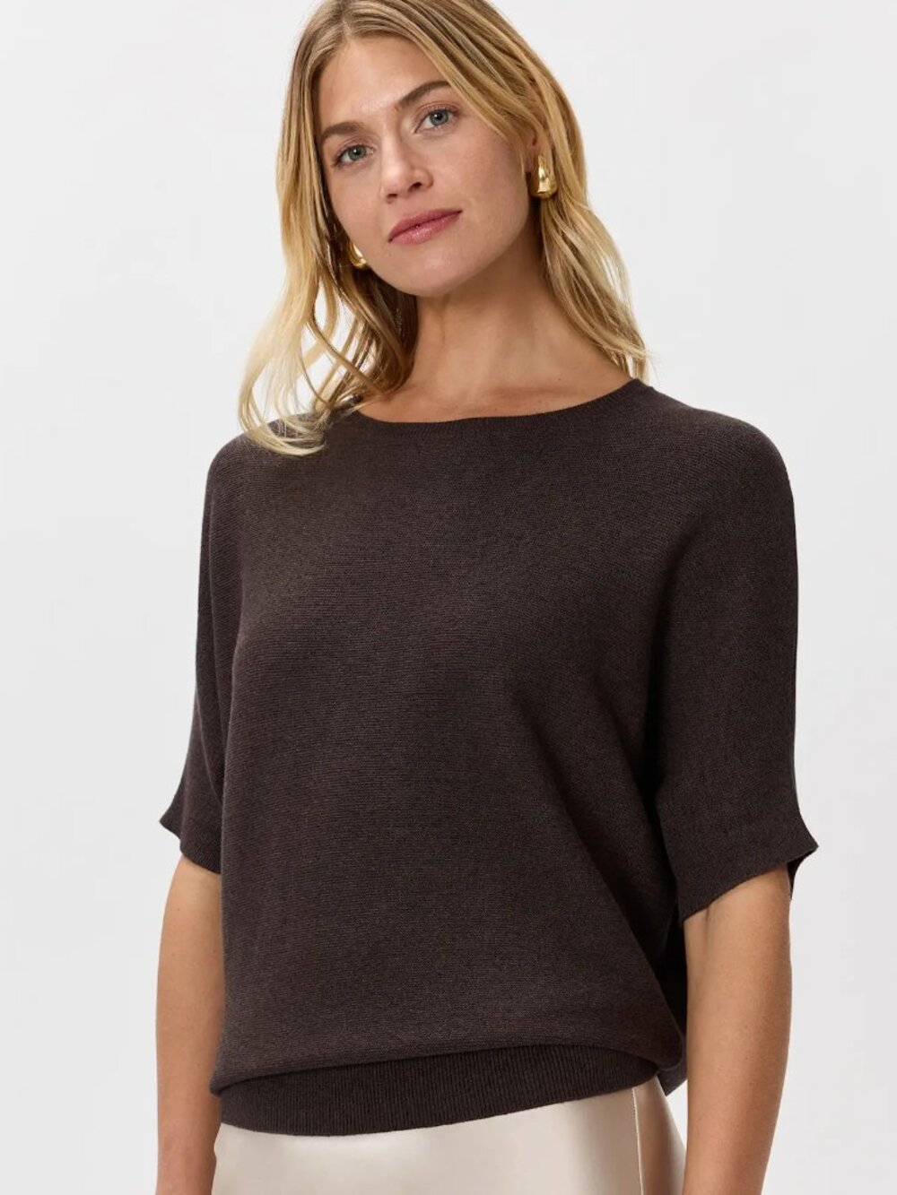 Quince Cotton Cashmere Link Stitch Dolman Sleeve Sweater Cozy Minimalist Style